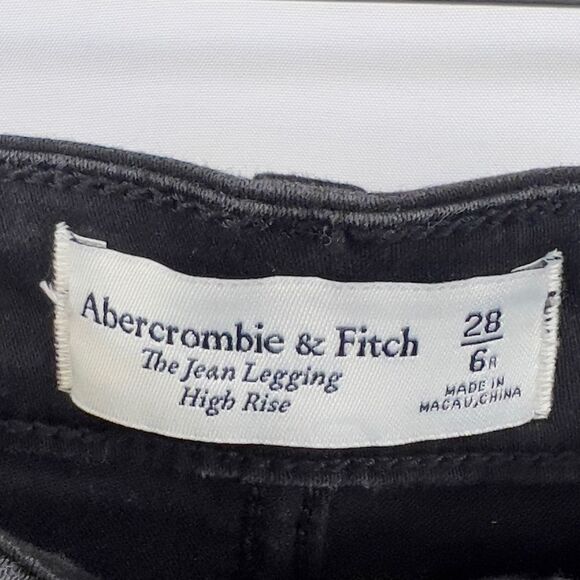 Abercrombie and Fitch High Rise Super Skinny Ankle Distressed Black Jeans 0687 - Picture 5 of 14